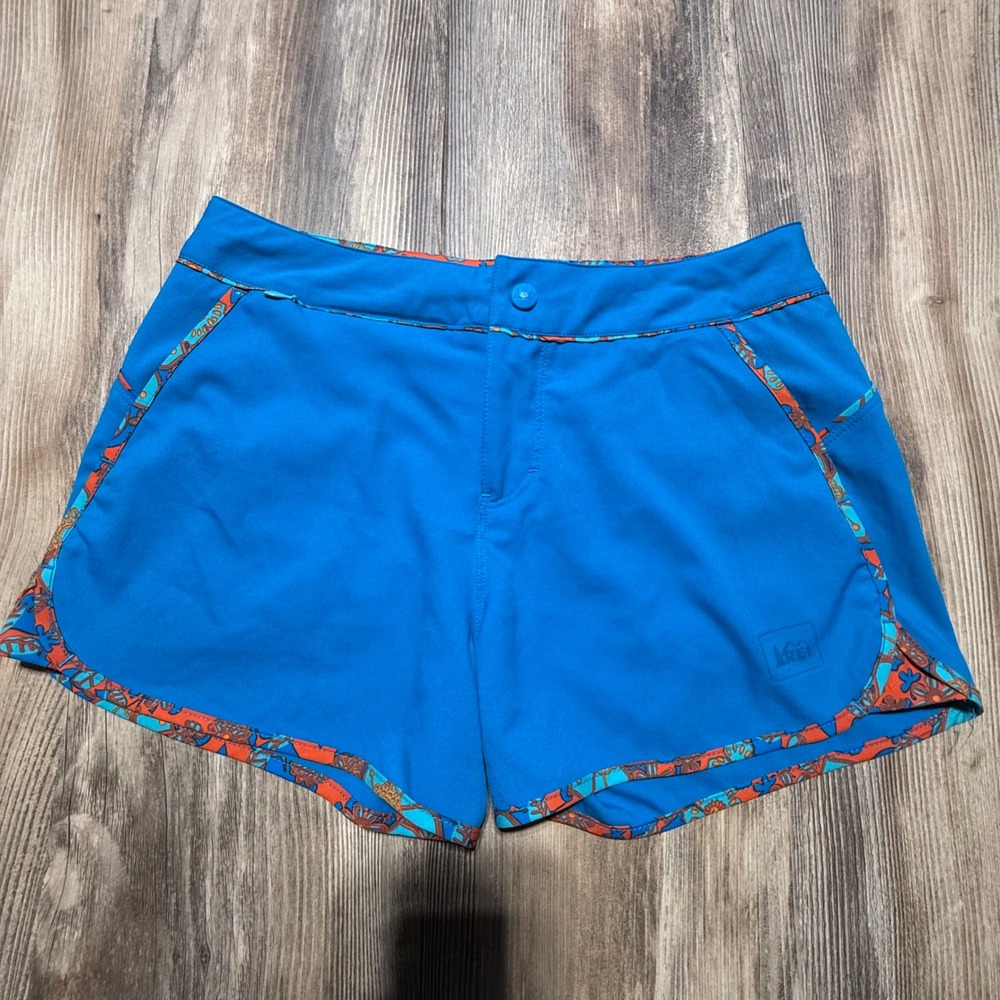 REI Hiking Shorts Blue Paisley Trim Gorpcore